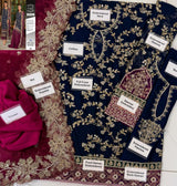 Deep Navy & Plum Embroidered Chiffon Festive Collection