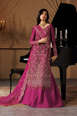 Royal Magenta Embroidered Chiffon Long Shirt Set