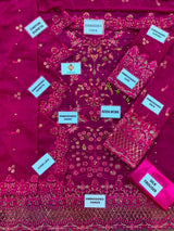 Royal Magenta Embroidered Chiffon Long Shirt Set