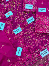 Royal Magenta Embroidered Chiffon Long Shirt Set