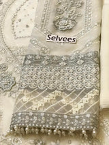 Off-White Embellished Pearl & Cutwork Formal