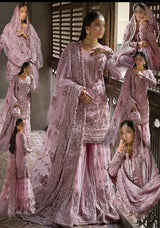 Luxury Heavy Gold Embroidered Chiffon Gharara Set – 5 Colour Variants