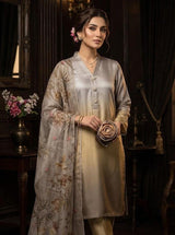 Luxury Tie & Dye Shamoze Silk 3-Piece Suit with Silk Dupatta