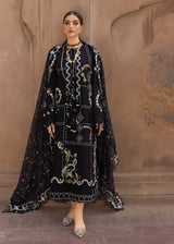 Black Printed & Threadwork Embroidered