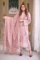 Pastel Tea Pink Embroidered