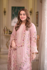 Pastel Tea Pink Embroidered