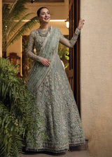 Sage Green Heavily Embroidered Bridal & Formal Maxi Outfit