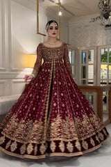 Royal Wine Red Maxi Suit