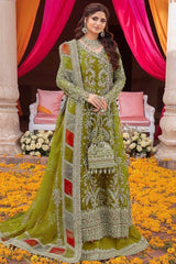 Olive & Silver Embellished Festive Mehndi Outfit
