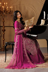 Royal Magenta Embroidered Chiffon Long Shirt Set