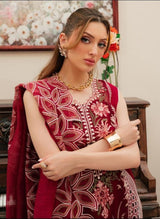 Maroon Embroidered Lawn WITH CHICKENKARI