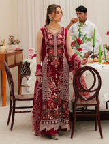 Maroon Embroidered Lawn WITH CHICKENKARI