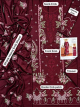 Deep Burgundy Embroidered Lawn Suit