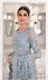 Ice Blue & Silver Embellished Couture Formal Saree