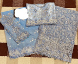 Ice Blue & Silver Embellished Couture Formal Saree