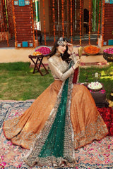 raditional Rust & Emerald Green Embellished Bridal Lehenga Choli Set