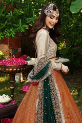 raditional Rust & Emerald Green Embellished Bridal Lehenga Choli Set