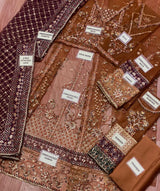 Luxury Rust Brown Front-Open Gown Set