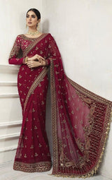 Luxury BLACK Embroidered Net Saree with Pearl Accents