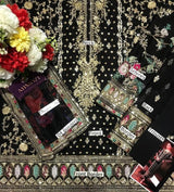 Black Heavy Embroidered Chiffon 3-Piece