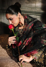 Black Heavy Embroidered Chiffon 3-Piece