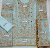 Luxury Heavy Gold Embroidered Chiffon Gharara Set – 5 Colour Variants
