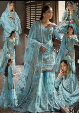 Luxury Heavy Gold Embroidered Chiffon Gharara Set – 5 Colour Variants