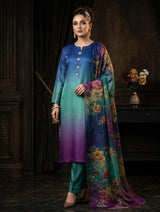 Luxury Tie & Dye Shamoze Silk 3-Piece Suit with Silk Dupatta