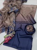 Luxury Tie & Dye Shamoze Silk 3-Piece Suit with Silk Dupatta
