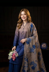 Luxury Tie & Dye Shamoze Silk 3-Piece Suit with Silk Dupatta