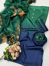 Luxury Tie & Dye Shamoze Silk 3-Piece Suit with Silk Dupatta