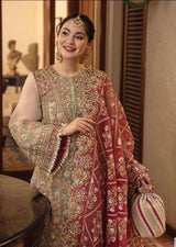 Luxury Sage Green Embroidered Organza Suit