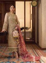 Luxury Sage Green Embroidered Organza Suit