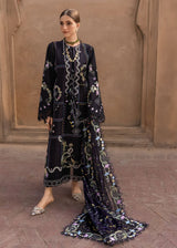 Black Printed & Threadwork Embroidered
