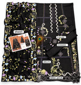 Black Printed & Threadwork Embroidered