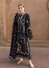 Black Printed & Threadwork Embroidered