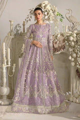 Lilac Lavender Long Gown with Embroidered Dupatta