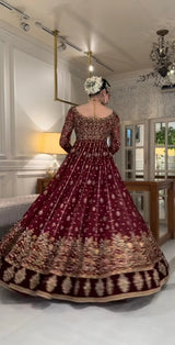 Royal Wine Red Maxi Suit